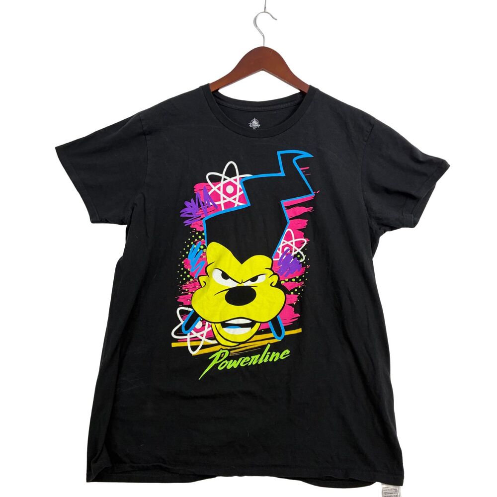 Disney Parks Goofy Powerline A Goofy Movie Neon Graphic Black T-Shirt XL